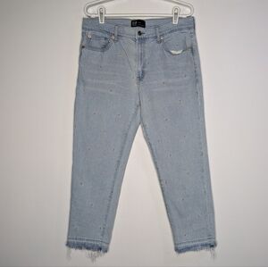 GAP Girlfriend Light Wash Floral Embroidered Denim Blue Jean 10